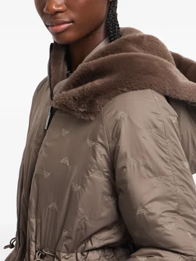 Emporio Armani Brown Faux-fur Reversible Blouson In Brown