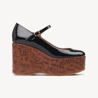 Chloé Escarpins Compensés Maxime Femme Noir Taille 35 100% Cuir De Veau