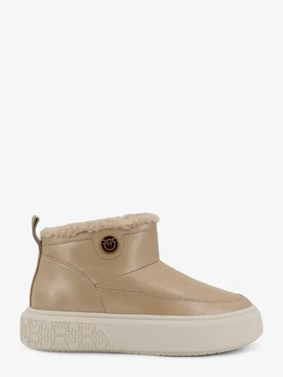 Pinko Yoko 22 Leather Ankle Boots In Brown