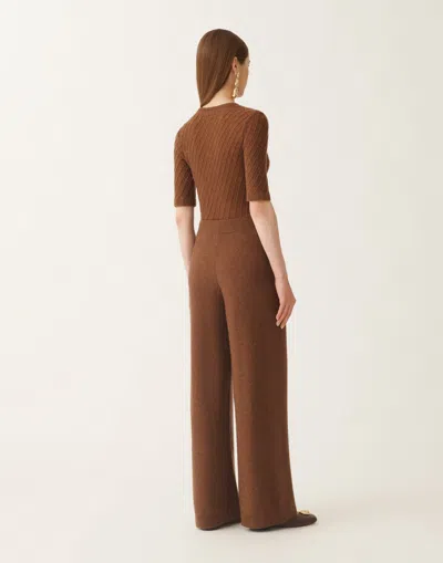 Fabiana Filippi Wool And Silk Trousers With Sequins In Brown