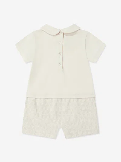 Fendi Baby Logo Romper In Gray