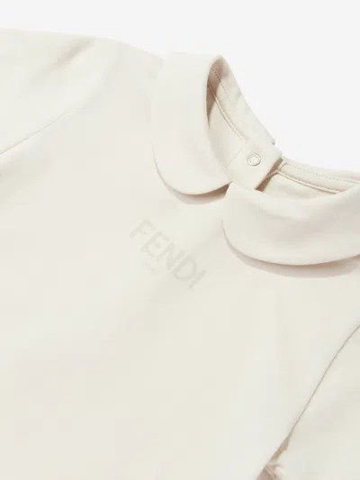 Fendi Baby Logo Romper In Gray