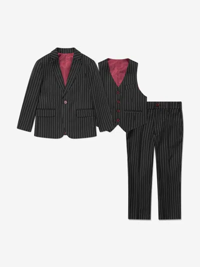 Suitlab Boys Tuxedo 3 Piece Suit Set In Black