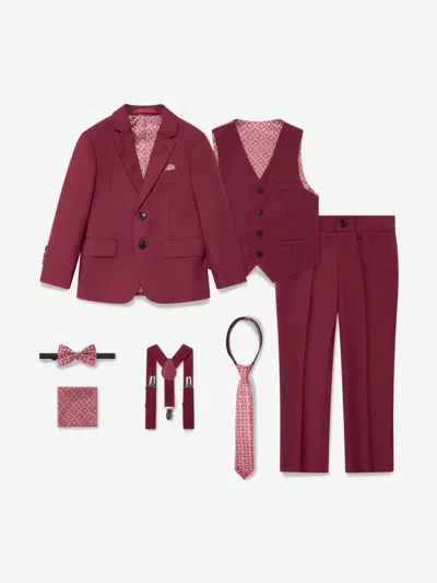 Suitlab Boys 7 Piece Suit Set In Red