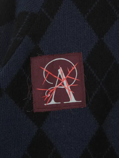 Undercover Embroidered Patch Argyle Plaid Wool Blend Sweater In Multi