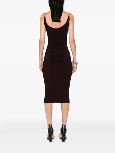 Mugler Sculpting Knit Dress In Blue