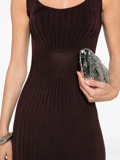 Mugler Sculpting Knit Dress In Blue