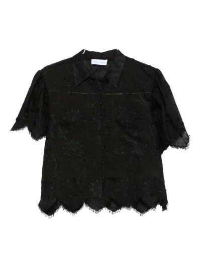 Weili Zheng Embroidered Scalloped-hem Blouse In Black