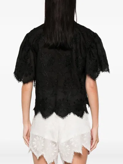 Weili Zheng Embroidered Scalloped-hem Blouse In Black
