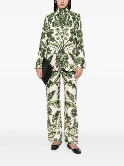 F.r.s For Restless Sleepers For Restless Sleepers Printed Silk Shirt In Green