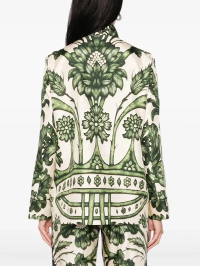 F.r.s For Restless Sleepers For Restless Sleepers Printed Silk Shirt In Green