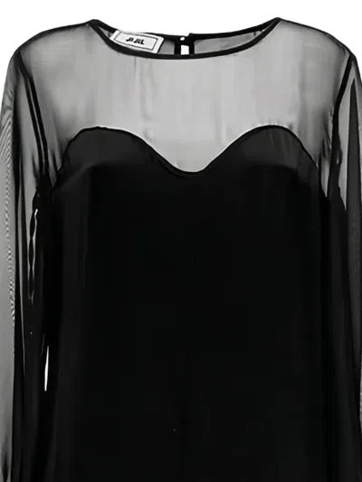 Jijil Jolie Sheer-panelled Maxi Dress In Black