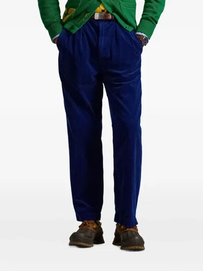 Polo Ralph Lauren Drawstring Corduroy Trousers In Blue