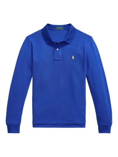 Polo Ralph Lauren Logo-detail Long-sleeve Polo Shirt In Blue
