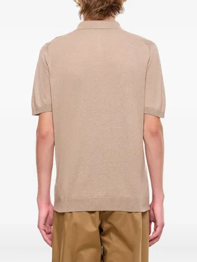 Tagliatore Pointed Collar Short-sleeved Polo Shirt Without Buttons In Brown