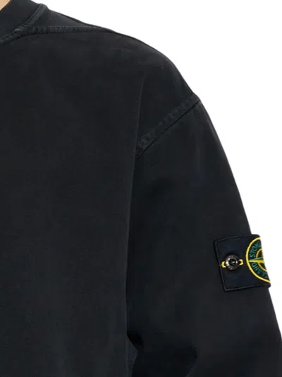 Stone Island Compass-badge Crew-neck Sweatshirt In Black