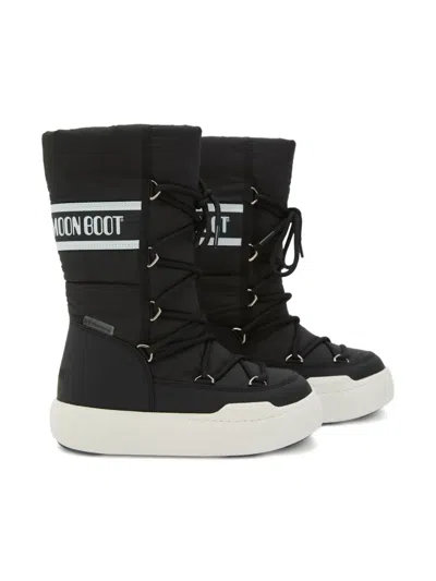 Moon Boot Lace-up Padded Snow Boots In Black