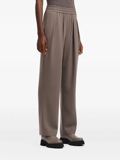 Emporio Armani Technical-cady Trousers With Elasticated Waistband In Brown
