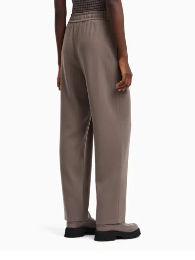Emporio Armani Technical-cady Trousers With Elasticated Waistband In Brown