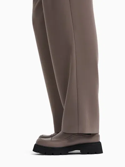 Emporio Armani Technical-cady Trousers With Elasticated Waistband In Brown