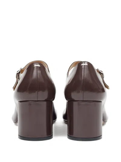 Maison Margiela Tabi Mary Jane 60 Glossed Leather Pumps In Burgundy