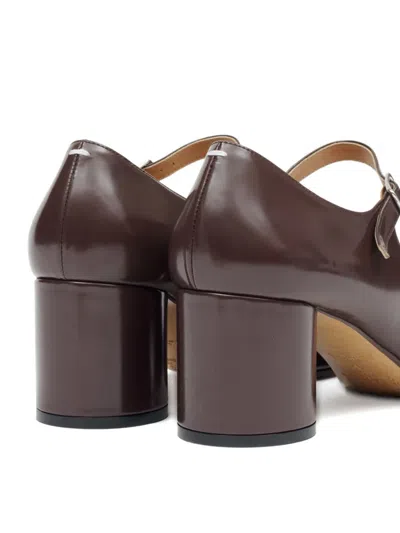 Maison Margiela Tabi Mary Jane 60 Glossed Leather Pumps In Burgundy