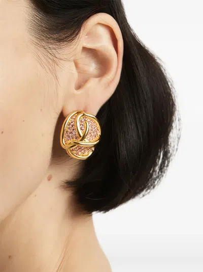 Oscar De La Renta Knot Gemstone-embellished Earrings In Gray