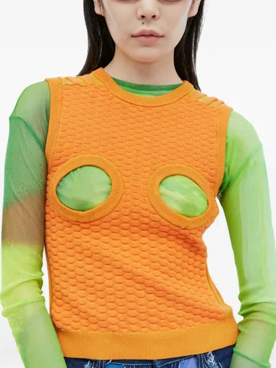 Paula Canovas Del Vas Knit Bubble Cut-out Vest In Orange