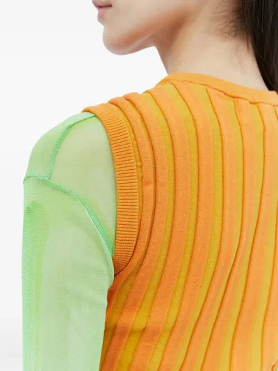 Paula Canovas Del Vas Knit Bubble Cut-out Vest In Orange