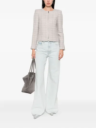 Emporio Armani Tweed Sequin-embellished Jacket In Neutral