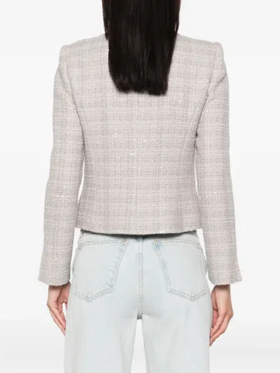 Emporio Armani Tweed Sequin-embellished Jacket In Neutral