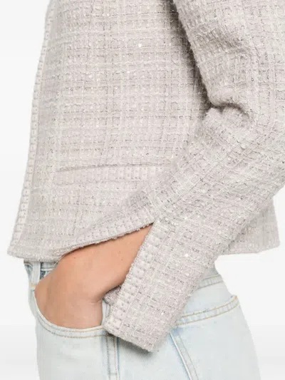 Emporio Armani Tweed Sequin-embellished Jacket In Neutral
