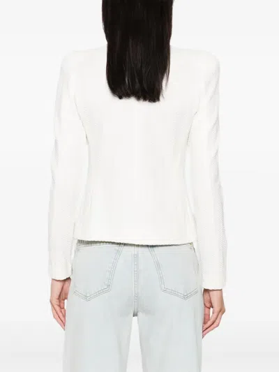 Emporio Armani Herringbone-pattern Zip-up Jacket In White