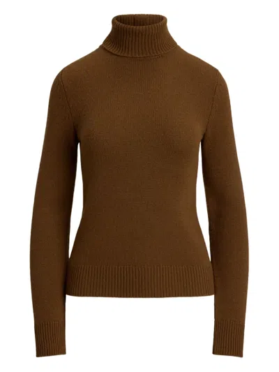 Ralph Lauren Turtleneck Cashmere Sweater In Brown