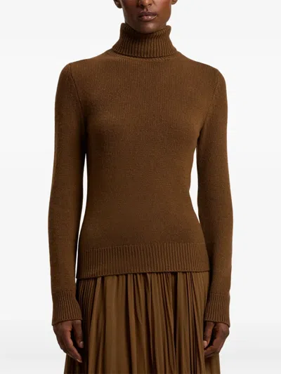 Ralph Lauren Turtleneck Cashmere Sweater In Brown