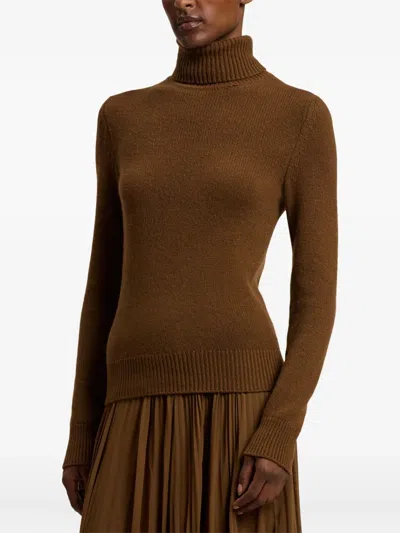 Ralph Lauren Turtleneck Cashmere Sweater In Brown