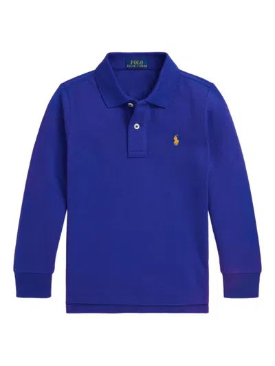 Polo Ralph Lauren Big Boys Cotton Mesh Long Sleeve Polo Shirt In Blue