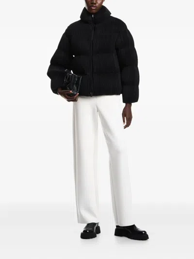 Emporio Armani Icon Trousers In Fluid Armure Fabric In White