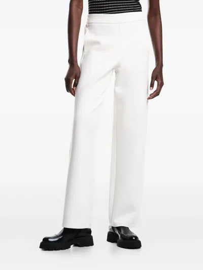 Emporio Armani Icon Trousers In Fluid Armure Fabric In White