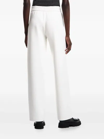 Emporio Armani Icon Trousers In Fluid Armure Fabric In White