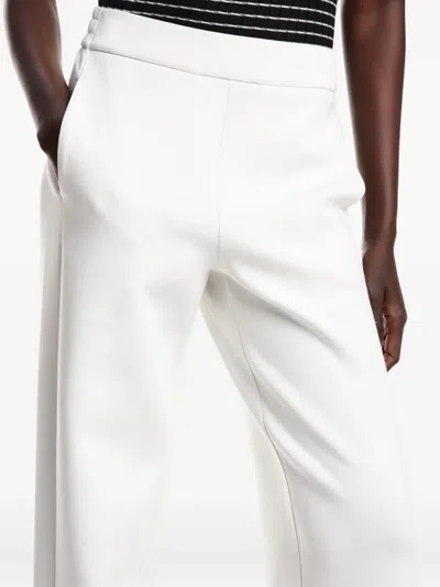 Emporio Armani Icon Trousers In Fluid Armure Fabric In White