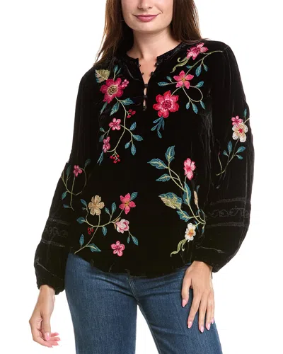 Johnny Was Velvet Estate Silk-blend Blouse In Black