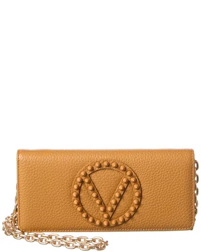 Valentino By Mario Valentino Bianco Dollaro Leather Wallet On Chain