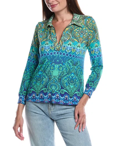 Johnny Was Petite The Janie Favorite Seamed Collar Top In Green