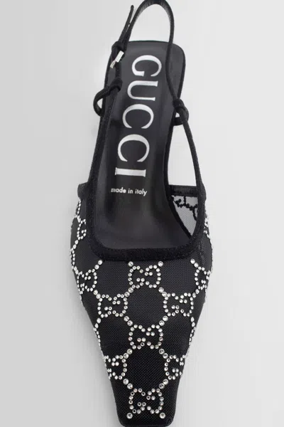 Gucci Gg Rhinestoned Mesh Slingback Pumps