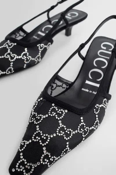 Gucci Gg Rhinestoned Mesh Slingback Pumps