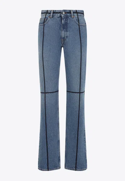 Mm6 Maison Margiela Straight-leg Jeans With Straps Embellishments In Blue