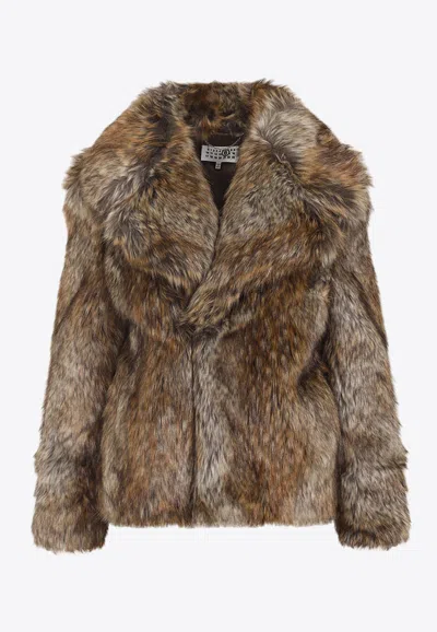 Mm6 Maison Margiela Acrylic Jacket Synthetic Fur In Brown