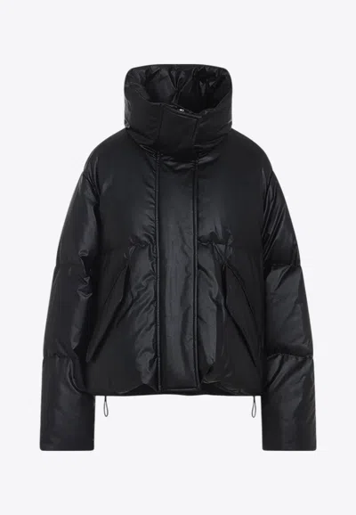 Mm6 Maison Margiela Pleather Puffer Jacket In Black