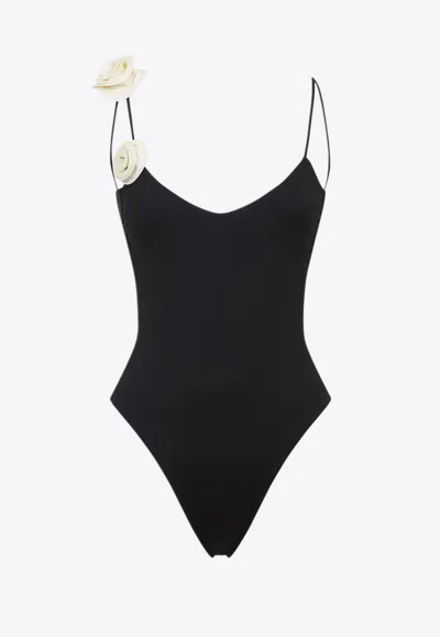 La Reveche Floral One-piece Swimsuit In Black